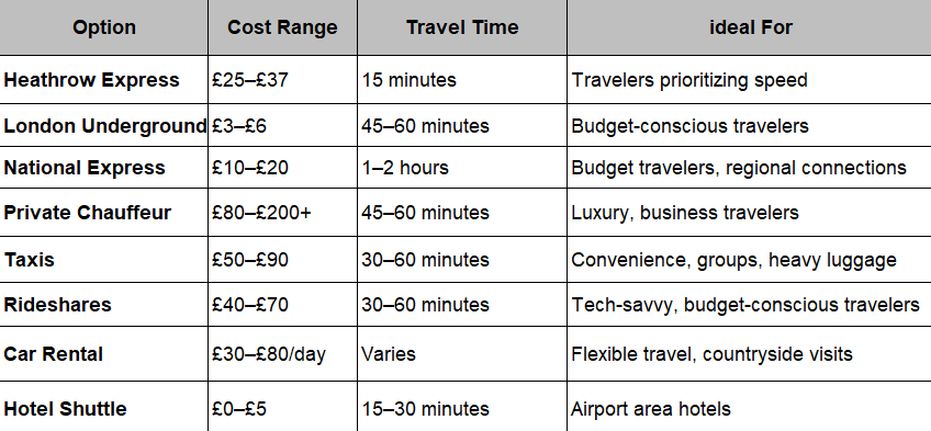 Transfers From Heathrow Airport cost